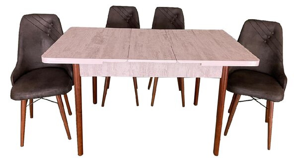 Set masă extensibilă Aris Ash Wood cu 4 scaune Maro