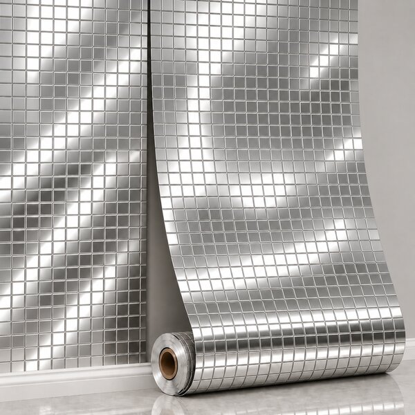 Panou perete autoadeziv Mini Cuburi – Argintiu 280x60x0.25 cm