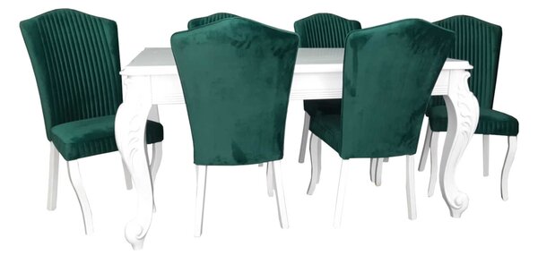 Set masă fixă King cu 6 scaune verzi