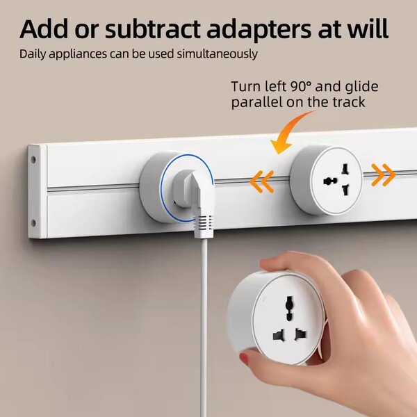 Sina modulara prize onuvio® 100cm, 8000w, 7 adaptoare (6x priza eu cu impamantare + 1x usb + type-c), montaj perete/blat, sistem premium birou/bucatarie, alb