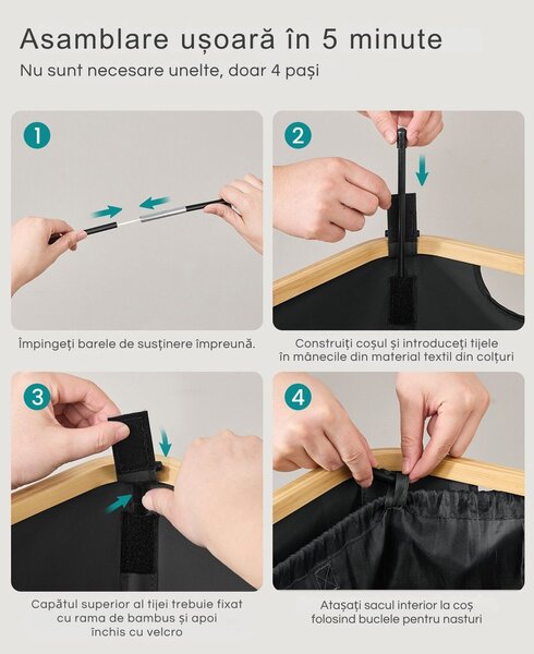 Coș pentru sortarea sticlelor și dozelor ECOVIA, 100l, negru/bej SongmicsHome