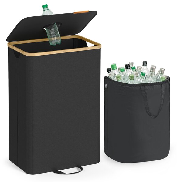 Coș pentru sortarea sticlelor și dozelor ECOVIA, 100l, negru/bej SongmicsHome