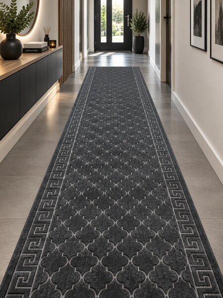 Traversa Versace, Tesatura Plata, Latime 0.8m, Marime 80 x 300 cm, Gri, , Antialergica, Polipropilena, Living, Dormitor, Coridor, Hol 0.8 metri, 80 x