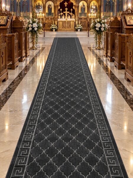 Traversa Versace, Tesatura Plata, Latime 0.8m, Marime 80 x 300 cm, Gri, , Antialergica, Polipropilena, Living, Dormitor, Coridor, Hol 0.8 metri, 80 x