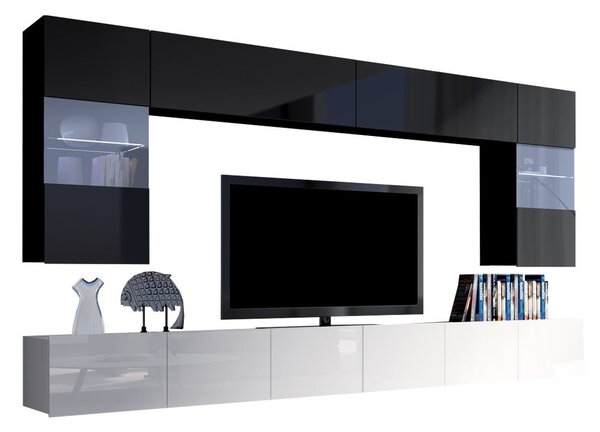 Mobilier pentru living Borlani I (cașmir) (cu iluminare LED albastră). 1158418
