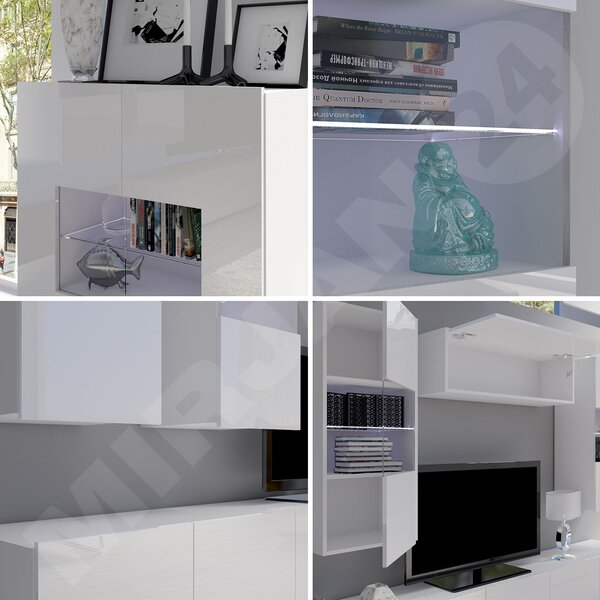 Mobilier pentru living Borlani I (cașmir) (cu iluminare LED albastră). 1158418