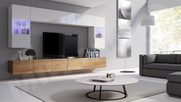Mobilier pentru living Borlani I (cașmir) (cu iluminare LED albastră). 1158418
