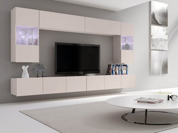 Mobilier pentru living Borlani I (cașmir) (cu iluminare LED albastră). 1158418