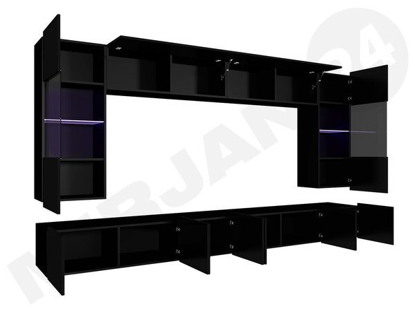 Mobilier pentru living Borlani I (cașmir) (cu iluminare LED albastră). 1158418