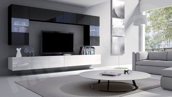 Mobilier pentru living Borlani I (cașmir) (cu iluminare LED albastră). 1158418