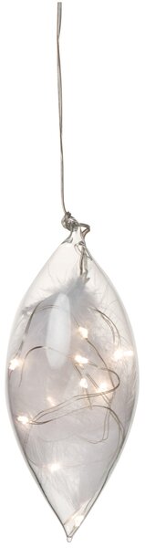 Ozdoba din sticla cu LED si perisori, mica (14 cm)