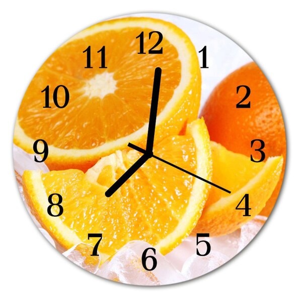 Ceas de perete din sticla rotund Portocale fructe Orange