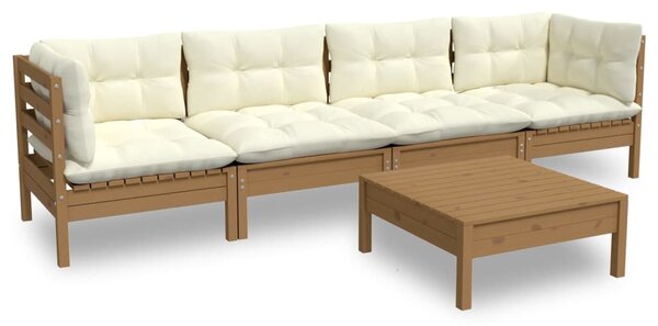 Set mobilier de grădină cu perne, 5 piese, lemn masiv de pin