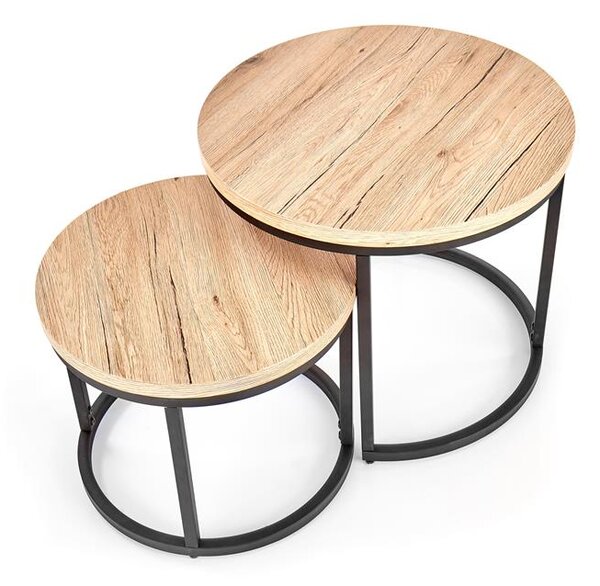 Set 2 buc. măsuțe de cafea Ozell (stejar san remo + negru). 1039434