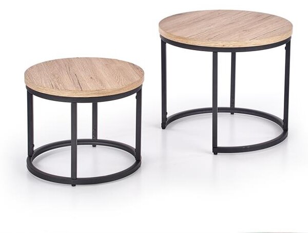 Set 2 buc. măsuțe de cafea Ozell (stejar san remo + negru). 1039434