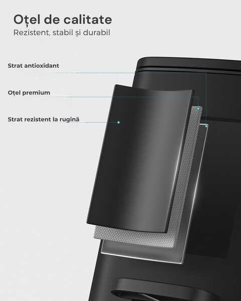 Coș de gunoi pentru baie NORD, 6 l, negru SongmicsHome
