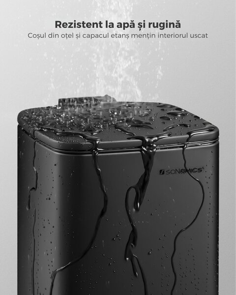 Coș de gunoi pentru baie NORD, 6 l, negru SongmicsHome
