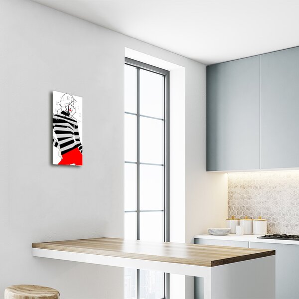 Ceas de perete din sticla vertical Culoare femeie grafică