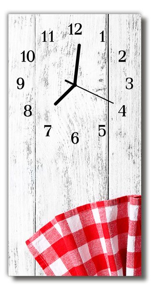 Ceas de perete din sticla vertical Arta de bucătărie din lemn roșu