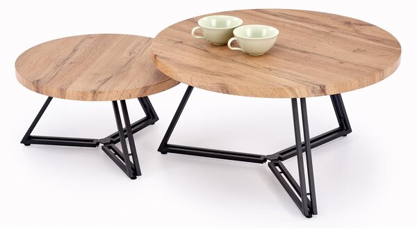 Set 2 masute de cafea Amoghel (stejar auriu + negru). 1155848