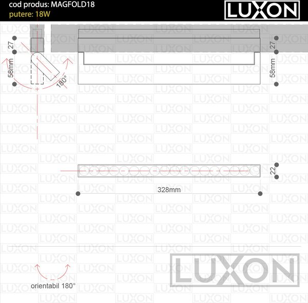 Proiector SMART pentru sina magnetica orientabil FOLD18 ALB LED LUXON