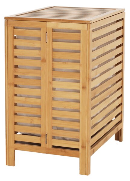 KONDELA Coş de rufe, bambus natural/alb, MENORK