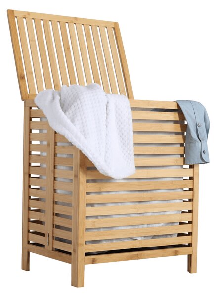 KONDELA Coş de rufe, bambus natural/alb, MENORK