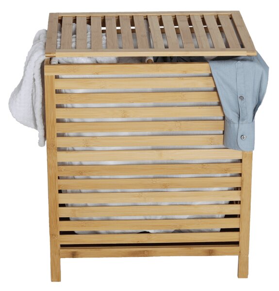 KONDELA Coş de rufe, bambus natural/alb, MENORK