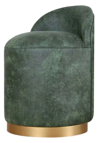 Taburet LUTON, verde/auriu, piele intoarsa, 45x45x50 cm