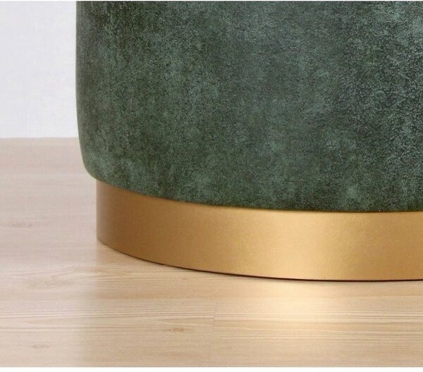 Taburet LUTON, verde/auriu, piele intoarsa, 45x45x50 cm