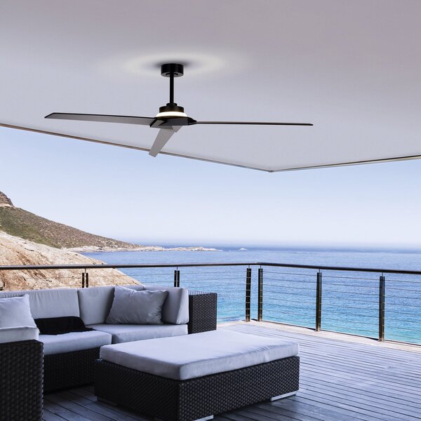 Ventilator de tavan cu LED-uri Brisa, negru/lemn, DC, silențios - Mantra Mantra Iluminación, Brisa, reglabil, Negru, Baie, Lemn, Modern