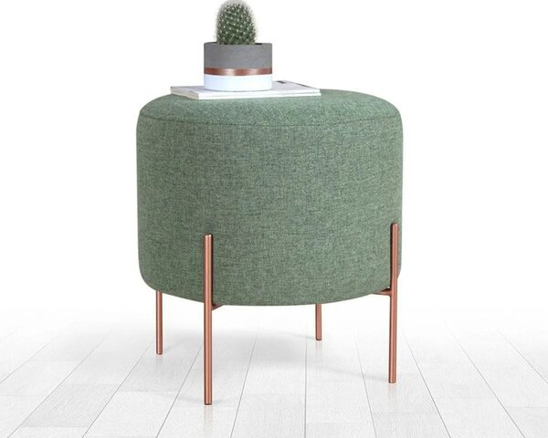 Taburet COPPER 41, otel/stofa clasica verde/curpru, 40x40x42 cm