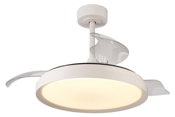 Ventilator de tavan cu LED Mistral, alb, DC silențios, CCT - Mantra Mantra Iluminación, Mistral, reglabil, Alb, Camera de zi, Plastic, Modern