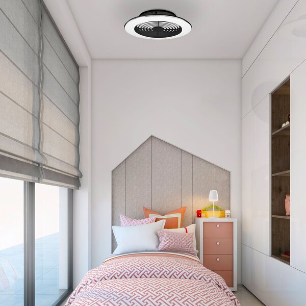 Ventilator de tavan Alisio Mini cu LED-uri, negru, Ø52,5 cm - Mantra Mantra Iluminación, Alisio mini, reglabil, Negru, Camera de zi, Metal, Modern