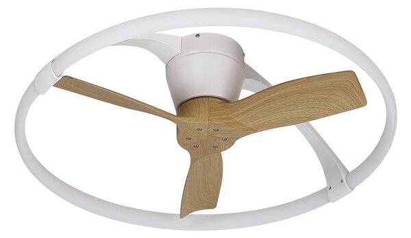 Ventilator de tavan Nepal cu LED-uri mini, aplicație, alb/fag - Mantra Mantra Iluminación, Nepal Mini, reglabil, Alb, Camera de zi, Metal, Modern