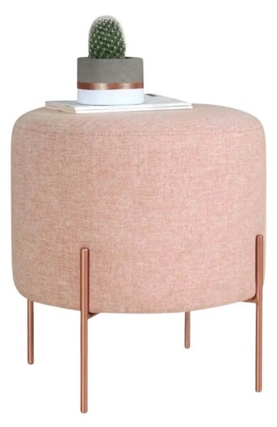 Taburet COPPER 44, roz/cupru, material textil/otel, 40x40x42 cm