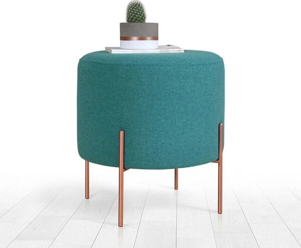 Taburet COPPER 45, verde/cupru, material textil/otel, 40x40x42 cm