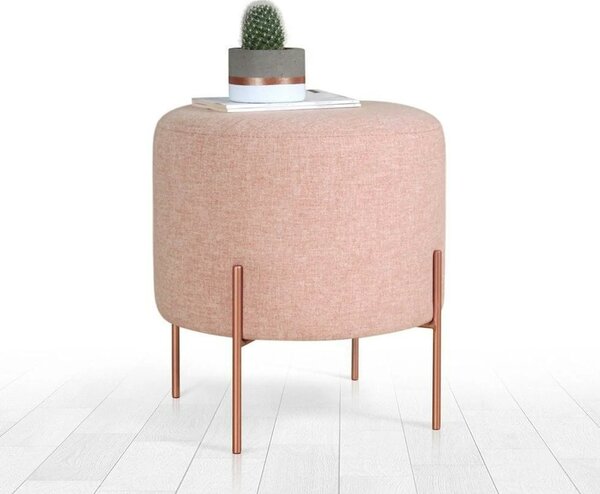 Taburet COPPER 44, roz/cupru, material textil/otel, 40x40x42 cm