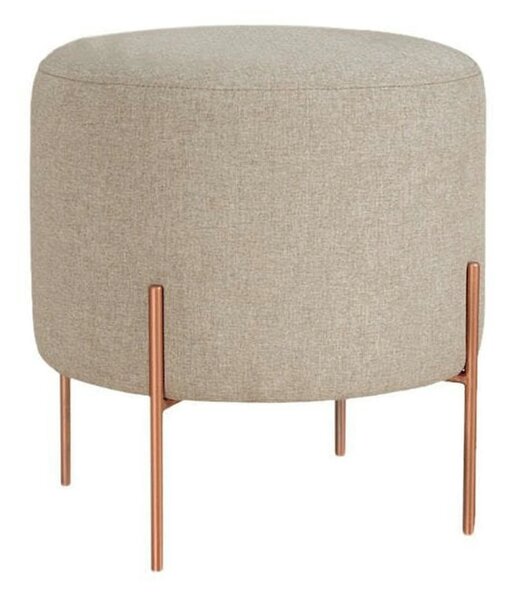 Taburet COPPER 48, bej/cupru, material textil/otel, 40x40x42 cm