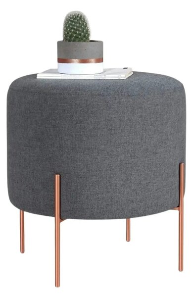 Taburet COPPER 47, gri/cupru, material textil/otel, 40x40x42 cm