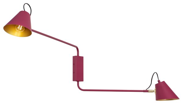 Lune Modern Adjustable 2-Light Wall Lamp - Purple with Gold Interior