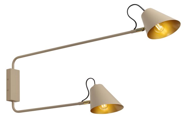 Lampă de perete modernă Taupe cu interior auriu reglabilă cu 2 lumini - Lune