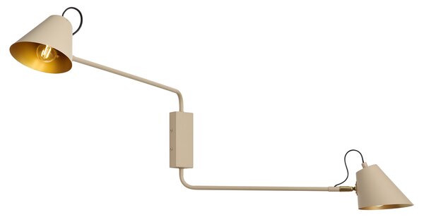 Lampă de perete modernă Taupe cu interior auriu reglabilă cu 2 lumini - Lune