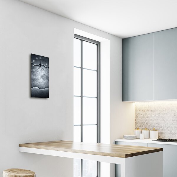Ceas de perete din sticla vertical argintiu metalizat din metal