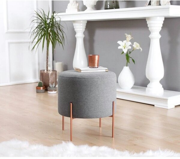 Taburet COPPER 51, stofa clasica gri deschis, 40x40x42 cm