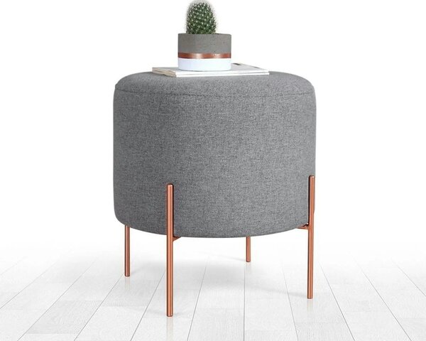 Taburet COPPER 51, stofa clasica gri deschis, 40x40x42 cm
