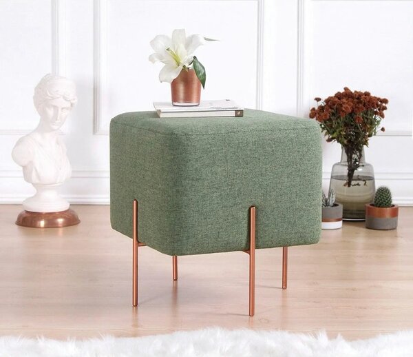 Taburet COPPER 52, stofa clasica verde, 40x40x42 cm
