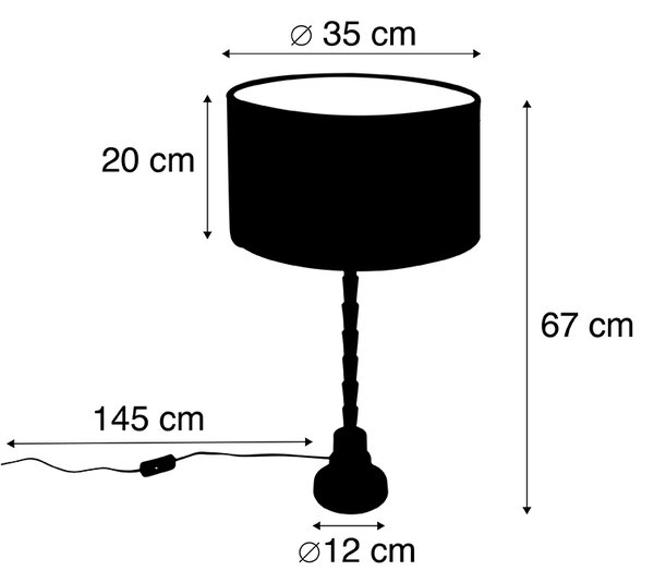 Lampă de masă Art Deco cu abajur din catifea galben 35 cm - Pisos
