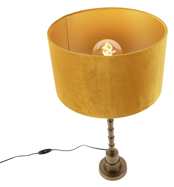 Lampă de masă Art Deco cu abajur din catifea galben 35 cm - Pisos