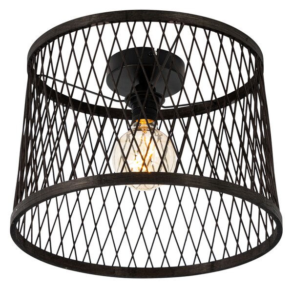 Plafonieră rustică neagră din ratan 40 cm IP44 - Calamus